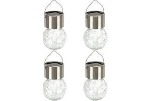 Gardenwize - Pack of 4 Solar-Powered Hanging Crackle Ball Lights - Eco-Friendly, Low Maintenance - 6cm Diameter Each Ball Lights