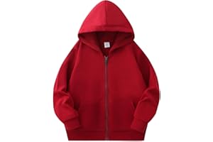 Hotfiary Kids Zip Up Hoodie Boys Girls Cotton Hooded Sweatshirt with Pockets Plain School Uniform PE Kit Jacket for Children Ages 2-12