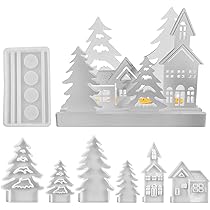 WEKADRIN 3-tlg. Silikonformen Set - Weihnachtshäuser & Tannenbaum Gießformen