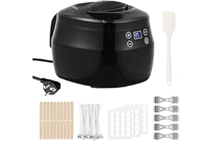 Ysislybin Fusciera elettrica, pentola digitale con indicatore di temperatura a LED, 1 l, con beccuccio per versare, controllo costante della temperatura, incluso adesivo per stoppini