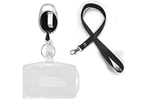 DEEDPF Abrazadera de carrete retráctil con cordón y soporte de insignia transparente deslizamiento, adecuado para personal, insignia de identificación, tarjeta de estudiante, permiso de trabajo.