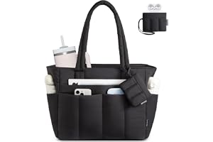 LOVEVOOK Handväska för kvinnor, shoppingväska, puffy tote bag med dragkedja, lätt arbetsväska, skolväska, lärarväska med lapt