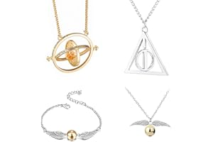 HCSUI 4 stücke Zeitumkehrer Heiligtümer des Todes Goldenen Schnatz Halskette und Armbänder für Fans Sammlung Halloween Cosplay