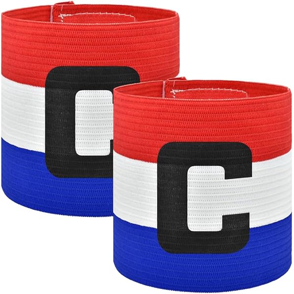 Lot De 2 Brassards Capitaine Réglables – Nylon élastique, Noir-rouge-or, Pour Enfants Et Adultes, Multi-sports