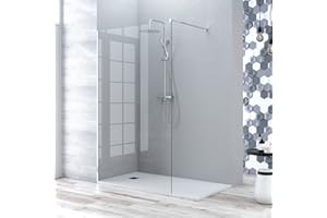 B BAÑO TOTAL Mampara de Ducha Fijo Frontal | Panel Pantalla Fijo Ducha de Vidrio Templado de 8mm | Tratamiento Antical y Altura de 195cm | Transparente Cromo Brillo 120cm