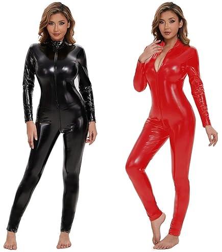 Tuta In Gomma Da Donna In Lattice, Tuta In Gomma, Realizzata A Mano, Nero E Rosso, S