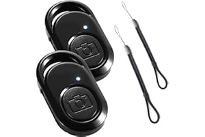 LERKELY 2PCS Bluetooth Télécommande d’obturateur de Caméra, Télécommande Bluetooth pour Phone Photos, Remote Trigger Controller Compatible OS/Android/Phone avec Lanière