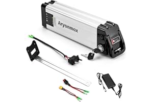 Aryonmax Batería Litio Bicicleta Electrica 36V 20Ah 10Ah con Puerto Descarga de 4 Pin/2 Pin Cargador Bloqueo Seguridad, Batería Ebike Extraíble para 50W-750W Motor