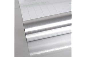 VEELIKE Klebefolie Möbelfolie Küche Silber Küchenrückwand Folie Küchenschränke Selbstklebend Tapete Tapeten Wandtapete Dekorfolie Schrank Folie Bekleben für Möbel Küche DIY 40cm x 300cm