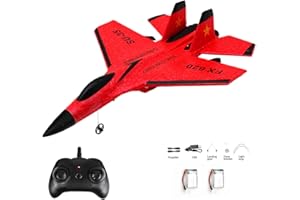 LEOM RC Airplane 2 Channel Remote Control Plane Ready to Fly RC Glider EPP Aircraft with 3-Axis Gyro, Outdoor Flight Toys for Kids and Adults (Red)