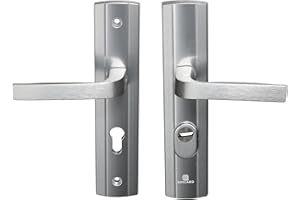 Bricard 9910171 Ensemble de Poignées Blindées sur Plaque EXPRESSION Béquille + Béquille pour Porte d’entrée (pour Cylindre Européen), coloris Argent
