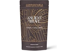 Ancient + Brave - Cacao + Collagen Powder 250g - Organic Raw Cacao Powder - Chocolate Blend with Grass-Fed Hydrolyzed Collagen Peptides - Premium Blend - Ashwagandha, Baobab, Beetroot, Cinnamon -