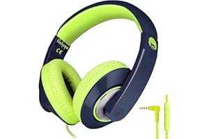 Rockpapa Comfort+ Kids Headphones, Wired Headphones Over Ear Headphones with Microphone for Kids Children Adult, Stereo Sound, Adjustable Headphones for School/Travel/Phone/PC/MP3- Navy