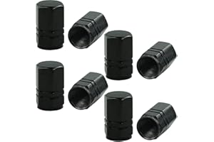 SZCXDKJ 8 szt. czarne zakrętki, aluminiowe zaślepki zaworów opony sześciokątne pokrowce na zawory zamienne do samochodów, rowerów, motocykli