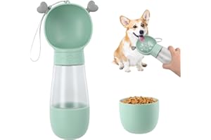ELITECRAN Bottiglia D'acqua da Viaggio per Cani, 350ml Borraccia Portatile, Dispenser Acqua a Prova di Perdite Con Mangiatoia da 200ml, Portatile per Cani e Gatti per Passeggiate