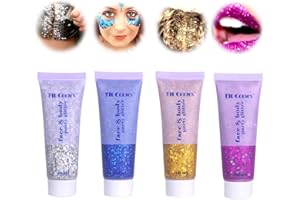 FONCBIEN Gel de Purpurina Corporal, Gel Purpurina Cara, Brillantes para La Cara Maquillaje, Sombra de Ojos, Gel para El Cuerpo, Festival, Purpurina, Cosméticos, para El Pelo