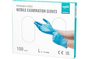 EUROPAPA® Lot de 100 gants jetables en nitrile sans poudre, sans latex, non stériles, sans latex, non stériles, sans latex, gloves disposibles (L, bleu)