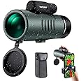 K&F Concept HD 12X50 Monocular Telescope for Smartphone, High Power Monoculars for Adults, BAK4 Prism IP68 Waterproof Compact Monocular Scope for Bird Watching Hunting with Phone Holder & Hand Strap