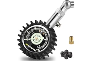 Manometro Pressione Gomme,ATsafepro Manometro pneumatici 4 bar 60psi certificato ANSI B40.1 preciso con ampio quadrante luminoso 2" Manometro meccanico professionale per moto, auto, camion