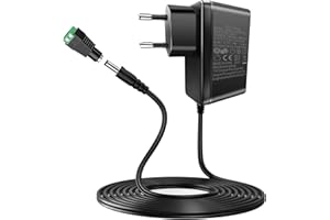 AGOTD Adattatore di Alimentazione DC 12V 2A 24W,AC 100-240V a DC 12V per Strisce LED, Radiosveglia, Scanner, Aspirapolvere, Router