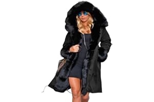 Aox Women Winter Faux Fur Hood Warm Thicken Coat Lady Casual Plus Size Parka Jacket Outdoor Overcoat