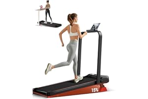 CURSOR FITNESS CURSOR Tapis de Course Pliable Inclinable 15%, Tapis de Marche Pliable Inclinable 6 en 1 avec Moteur Silencieux, Walking Pad Charge Max 136KG