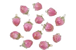 BEEFLYING 10 Pièces Pendentifs en Forme de Bouton de Fleur en Résine pour la Fabrication de Bijoux et Bricolage Artisanat Collier Bracelet Breloques (Rose Vif)