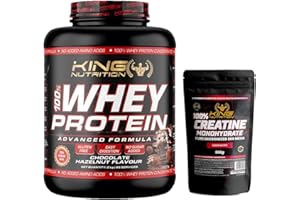 KINGNUTRITION 100% Whey Protein King Nutrition Proteina Concetrada (Chocolate Avellanas, 2000gr + Creatina 500gr)