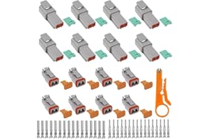 GENERIC ZJRung Kfz Stecker 2 Polig 16 Pcs Deutscher Stecker Elektrischer Steckverbinder DT06-2S/DT04-2P 22-18AWG 2 Pin Wasserdicht dt-stecker Set KFZ DT Serie Kabelstecker für Motorräder LKW Boots Auto