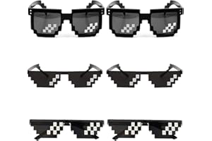 WOOTONG WAIZHIUA Thug Life - Occhiali da sole Thuglife in plastica nera, 6 pezzi, occhiali da sole divertenti con mosaico, per adulti, bambini, accessori per feste, confezione da 6 pezzi