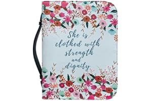 Garronmavis Flowers Lord Quote Bible Cover for Women, God Saying Zippered Bible Books Case, Aesthetic Floral Arts Bible Bag - 2XL