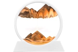 RCQD clessidra 3d sabbia paesaggio,paesaggio marino profondo a clessidra 3d,Pittura di Sabbia Che Scorre Display Decorazioni per la Casa e l'ufficio Giocattoli da Scrivania per Adulti (Oro, 7")