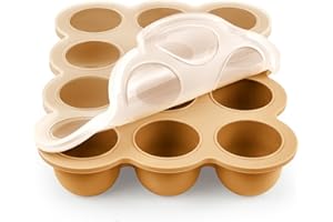 Aolso Boîte de conservation des aliments pour bébés, 12 compartiments pour congélateur d'aliments pour bébés, Stockage De Nourriture Plateau de ​Congélateur avec Couvercle Hermétique (Orange)