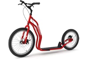 La Trottinette Yedoo Mezeq pour Adultes (jusqu'à 150 kg), Trottinette Tout-Terrain (pneus 20"/16") avec béquille et Guidon réglable, cani-Trottinette avec Freins à Disque