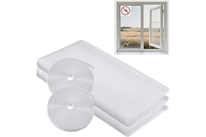 APOLLOPTIMUM DIY Self-Adhesive Window Screen Mesh 2-Pack - 150 * 200cm Mosquito Netting Insect Screen with Tape - Mosquito Net for Multiple Windows to Prevent Mosquitoes, Insects & Flies (White)