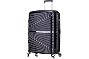 ATX LUGGAGE EST. 1991 ATX Luggage Large Suitcase Expandable Unbreakable Polypropylene Hard Shell Hold Check in Fits 23-26KG Super Lightweight with 4 Dual Spinner Wheels and Built in TSA Lock (Black, 133 Liters)