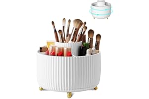 Nuangoo Kosmetik Make Up Organizer, 360°Drehbarer Pinsel Organizer,Kosmetikregal Kosmetik Organizers für Zimmer Decor Frisiertisch,Schlafzimmer,Badezimmer. (weiß)