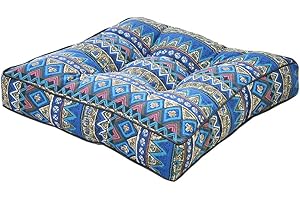 DOTBUY-SHOP Cojines Sillas Jardin Pack 1 Cojines Cuadrado Cojines de Asiento para Sillas de Terraza Cocina Patio Balcón Salón, para Decoración Interior o Exterior (40x40x10cm,Estilo étnico Azul)