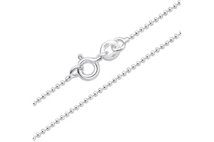 Amberta Chaîne en Argent Sterling 925 Massif pour Femme et Homme | Chaîne Fine et Délicate – Maille Carrée Gourmette Singapour Perlée Serpent Trombone 40/45/50/55/60 cm