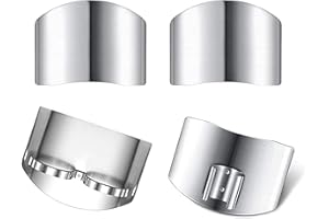 OHYER USHS 4 Pièces Protège Doigt Cuisine en Acier Inoxidable Finger Guard Outil de Protection des Doigts Coupés Cuisine Accessoire de Sécurité pour Découpe Légumes et Fruits (Un Doigt et Deux Doigts)