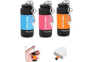UCEC 3 Pack EDC Keyring Torch Rechargeable USB LED, Mini Flashlight Small Pocket Torches for Kids Party Bags, Mini Torch Keyring with LED Super Bright