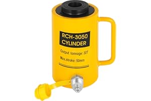 VEVOR Cric Cylindre Hydraulique Creux 30T, Cylindre Vérin Hydraulique Course 50 mm, Vérin Hydraulique Cylindre à Piston Creux Hydraulique Vérin Levage Connecteur Rapide Levage Facile QJD30T50MM