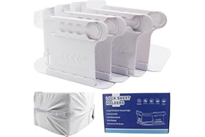 CLNYRWCB Bed Sheet Holder, Heavy Duty Bed Sheet Fasteners with Lock Strap-Keep Sheets Firm & Tight, Sheet Holders for Corners-Fits Mattress (15cm-30cm), Large Size Bed Fitted Sheet Clips (White)