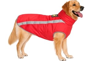 DoggieKit Abrigo Impermeable para Perros, Chaqueta para Perros con Forro Polar, Invierno Chaleco Prueba de Vientode con Tiras Reflectantes Seguras, Cálidos Ropa para Perro pequeñas, Medianas y Grandes