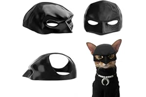 Qcdou Maschera Batman per Gatto, Maschera per Gatti Batman 3D, Divertente Maschera da Pipistrello Nera per Gatti, Costume per Animali Domestici per Halloween o Divertimento Quotidiano, 9 cm
