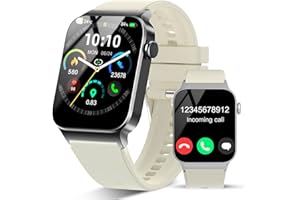 STECEi Montre Connectée Homme Femmes avec Appel Bluetooth, 1.85" Smartwatch avec 110+ Sportifs,Etanche IP68 Smart Watch, Podometre/Cardiofrequencemetre/Sommeil, Montre Sport pour iOS Android, Blanc