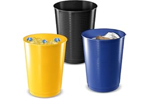 CEP Kit de tri sélectif 3 poubelles grand format 40L Corbeilles à papier, déchets plastiques Maxi capacité Bureau Collectivités Salle de classe Ecole Lot noir, jaune, bleu