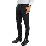 Pantaloni Uomo sartoriali Grigio Blu Rigato Quadri Slim Fit Invernali  Casual Eleganti Jeans con Risvolto (46) : Amazon.it: Abbigliamento