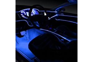 TABEN Voiture Lumière Ambiante RGB Télécommande + APP Contrôle Lampe Décorative Lampe DIY Refit Flexible Fibre Optique Tuyau 64 Couleurs Intérieur Footwell Éclairage Atmosphère Lumière 1W DC 12V 8m