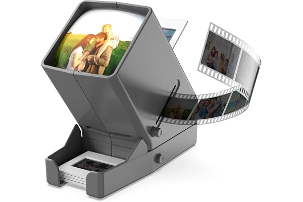 Visionneuse de diabète 35 mm, grossissement x 3 et Vision de Table éclairée par LED et Fonctionnement sur Piles – pour Diapositives de 35 mm et négatifs de Film Positif (4 Piles AA incluses dans la